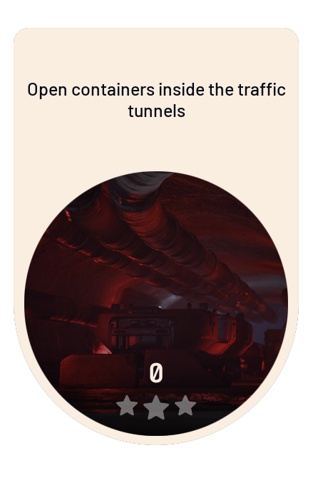 Open containers inside the traffic tunnels